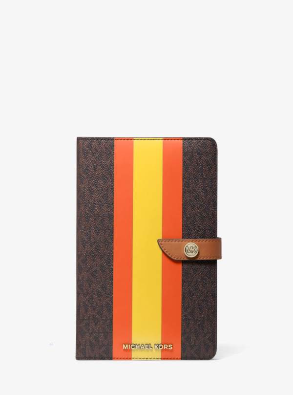Damske Zápisník Michael Kors Logo Stripe Hnede Oranžové Žlté - Doplnky Michael Kors Sleva | FTXIE-9731